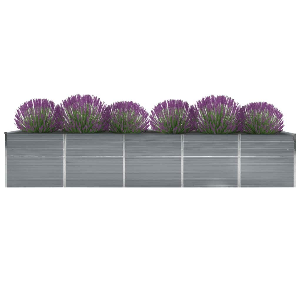 265409 - vidaXL Vazo e Ngritur për Kopsht 400×80×77 cm – Gri, Çelik i Galvanizuar