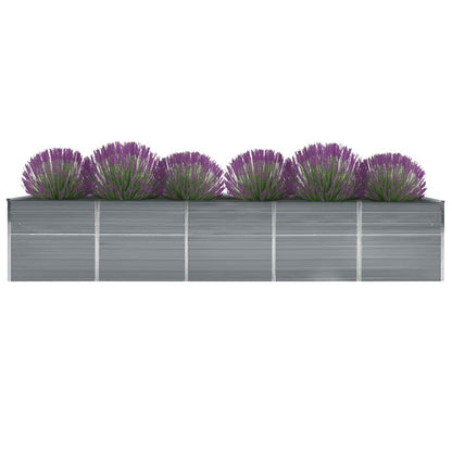 265409 - vidaXL Vazo e Ngritur për Kopsht 400×80×77 cm – Gri, Çelik i Galvanizuar