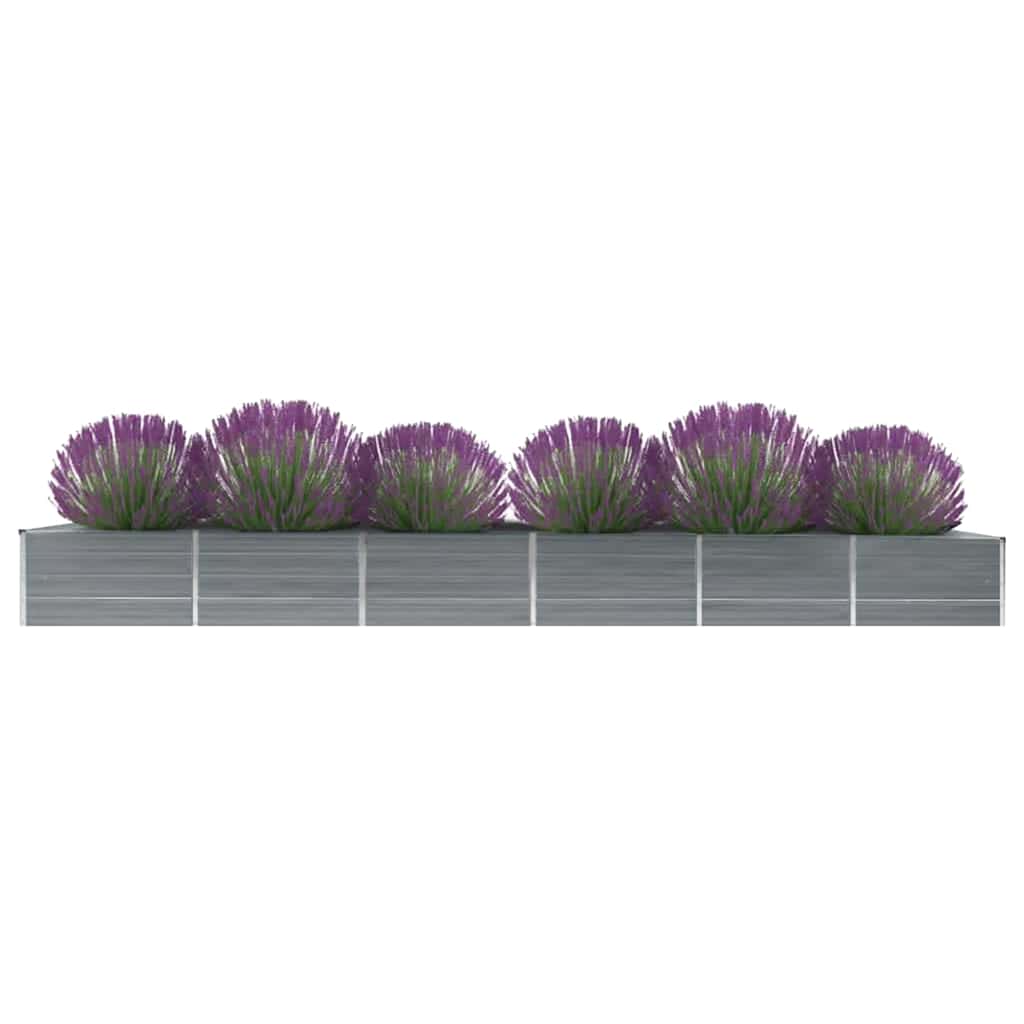 270030 - vidaXL Vazo e ngritur për kopsht, çelik i galvanizuar, ngjyrë gri, 480 × 80 × 45 cm
