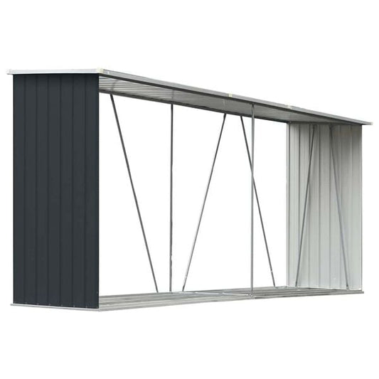 244789 - VIDAXL Hangar për Kopsht me Trungje, Çelik i Galvanizuar 330x84x152 cm Antracit