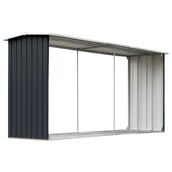 291502 - VIDAXL Hangar për Kopsht me Trungje, Çelik i Galvanizuar 330x92x153 cm Antracit