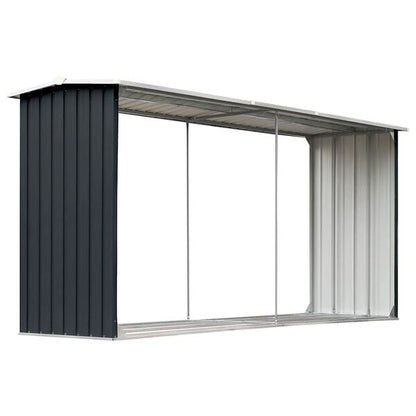 291502 - VIDAXL Hangar për Kopsht me Trungje, Çelik i Galvanizuar 330x92x153 cm Antracit