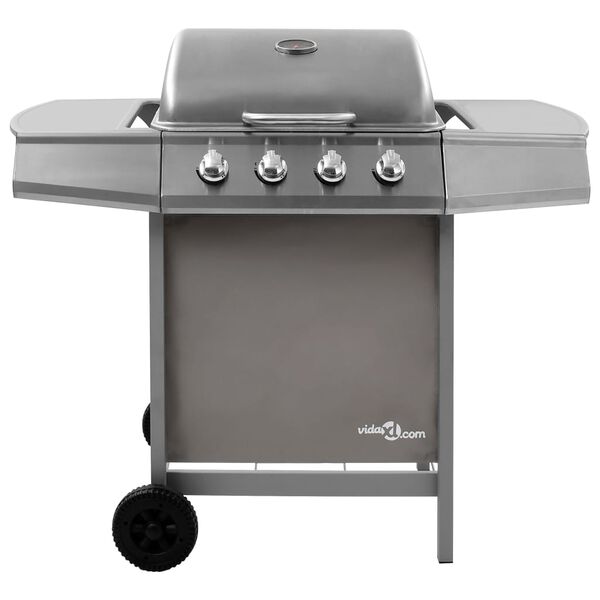 212055 - VIDAXL Skarë Barbecue me Gaz me 4 Furça Ngjyrë Argjendi