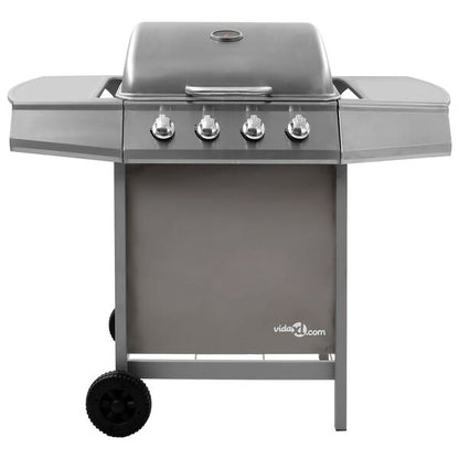 212055 - VIDAXL Skarë Barbecue me Gaz me 4 Furça Ngjyrë Argjendi