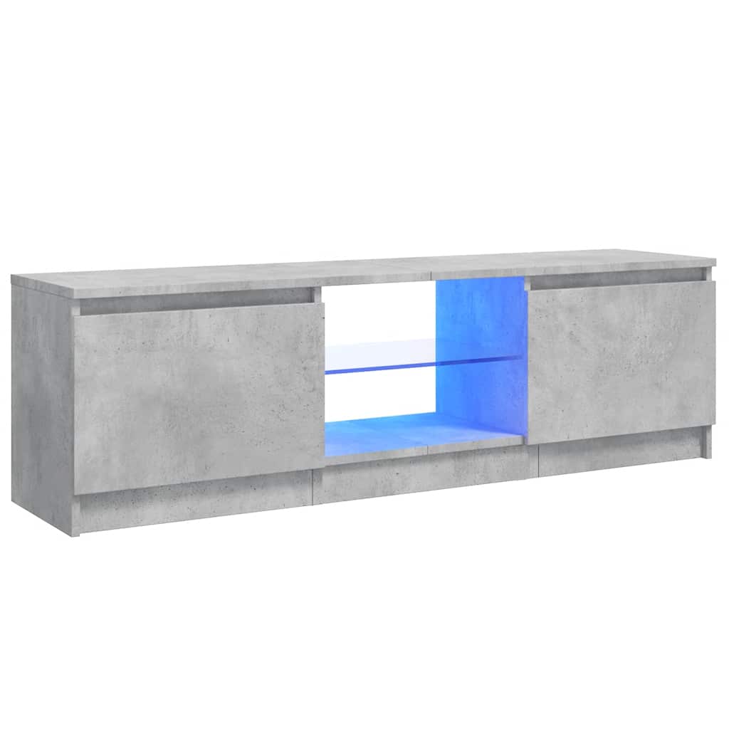 265295 - vidaXL Dollap TV me Drita LED Ngjyrë Gri Beton 120x30x36 cm
