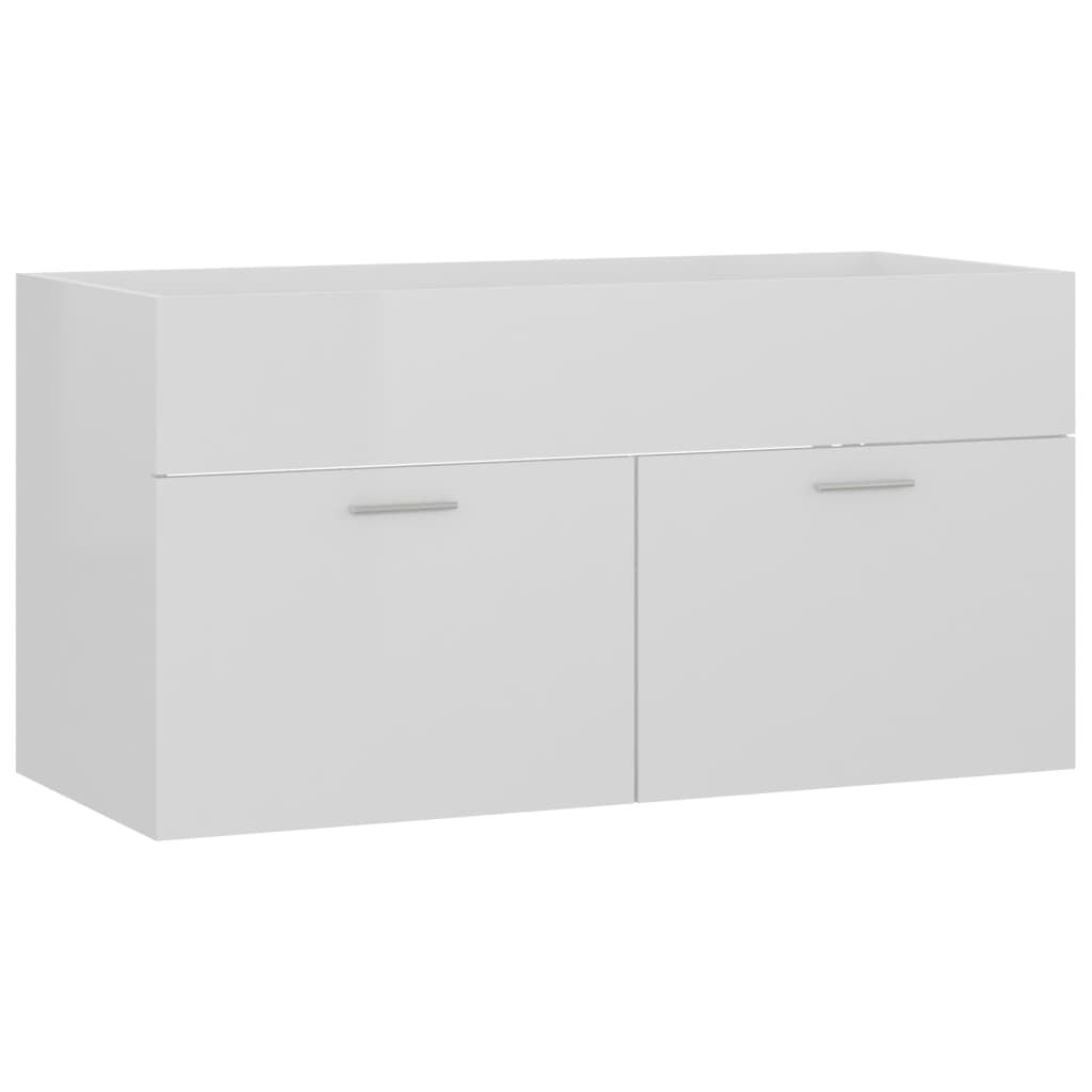 265453 - VIDAXL Dollap Lavamani, Ngjyrë e Bardhë me Shkëlqim të Lartë, 90x38,5x46 cm, Dru i Inxhinieruar