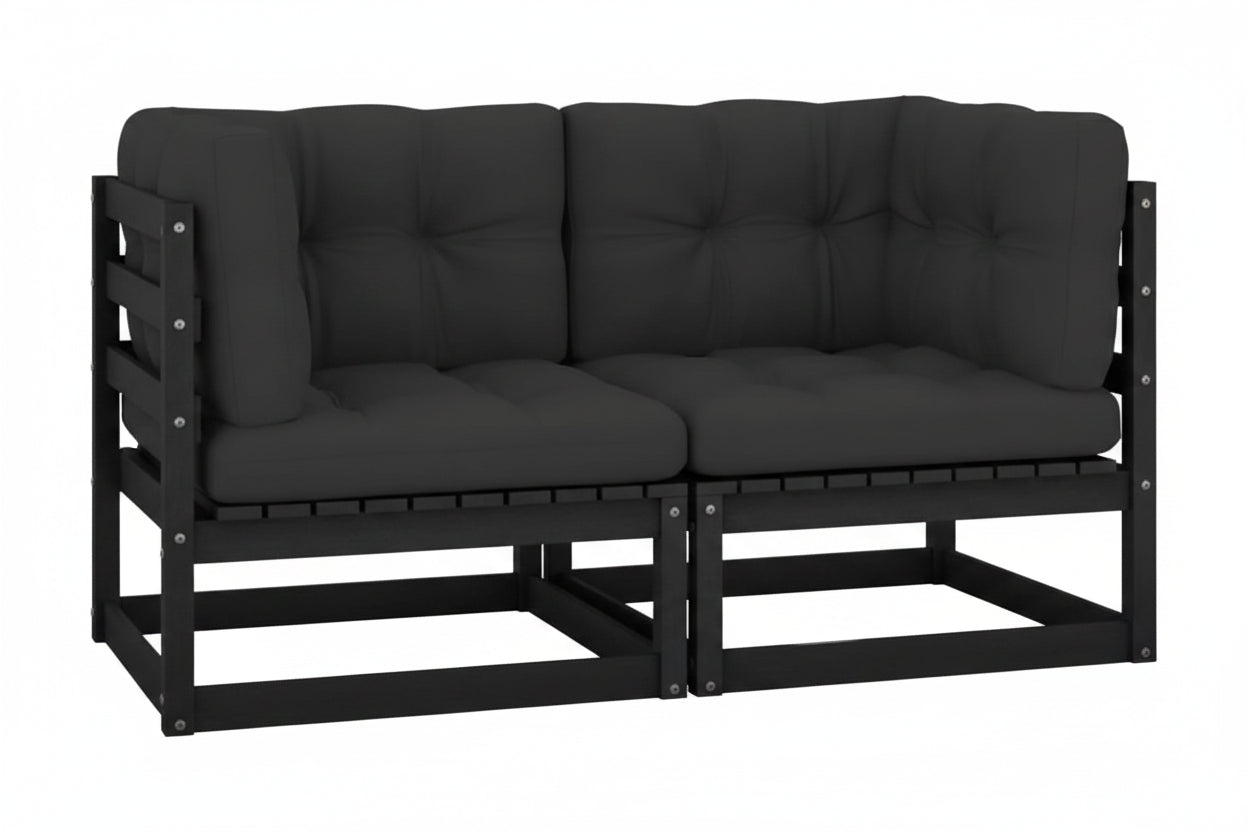 270032 - vidaXL Divan Kopshti – 2 Pjesë Këndore me Jastëkë Anthracite, Dru Pishë i Fortë Set me 2 pjesë këndore, ideal për kopsht, verandë ose ballkon