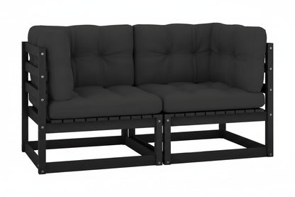270032 - vidaXL Divan Kopshti – 2 Pjesë Këndore me Jastëkë Anthracite, Dru Pishë i Fortë Set me 2 pjesë këndore, ideal për kopsht, verandë ose ballkon