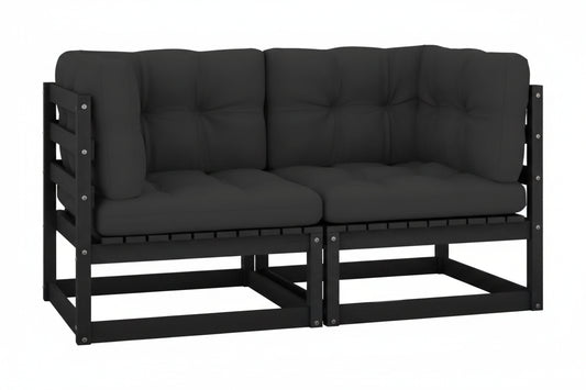 270032 - vidaXL Divan Kopshti – 2 Pjesë Këndore me Jastëkë Anthracite, Dru Pishë i Fortë Set me 2 pjesë këndore, ideal për kopsht, verandë ose ballkon