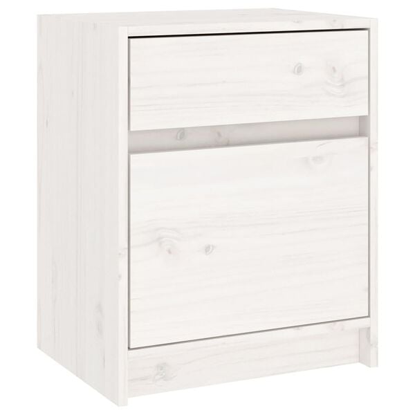291527 - VIDA XL Komodinë e Bardhë 40x31x50 cm Dru Pishe i Fortë