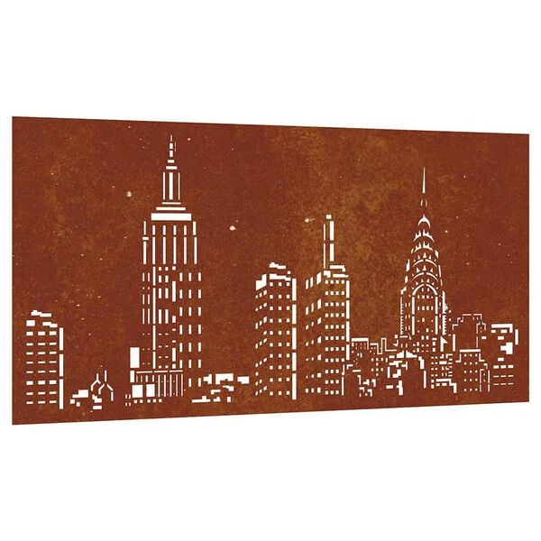 291542 - VIDA XL Dekorim Muri Kopshti 105x55 cm me Dizajn Çeliku Corten Skyline