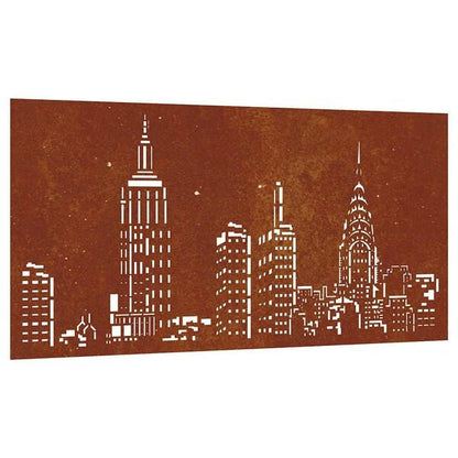 291542 - VIDA XL Dekorim Muri Kopshti 105x55 cm me Dizajn Çeliku Corten Skyline