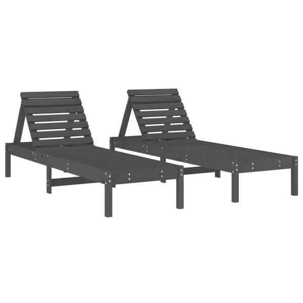 291544 - VIDA XL Shezlongje Dielli 2 copë Gri 199,5x60x74 cm Dru Pishe i Fortë