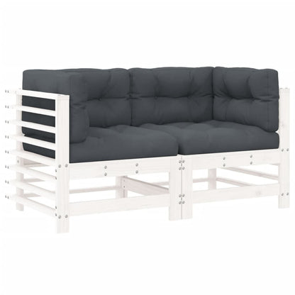 265480 - VIDA XL Divan Këndi me Jastëkë, 2 copë, Dru Pishe i Bardhë