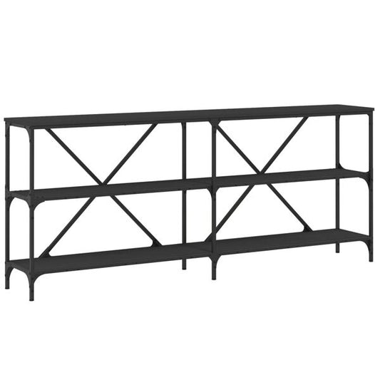 244824 - VIDA XL Tavolinë Konsole e Zezë 180x30x75 cm Dru dhe Hekur i Inxhinierizuar