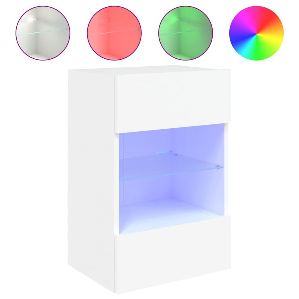 280563 - VIDA XL DOLLAP MURI PËR TV ME DRITA LED, I BARDHË 40x30x60,5 cm