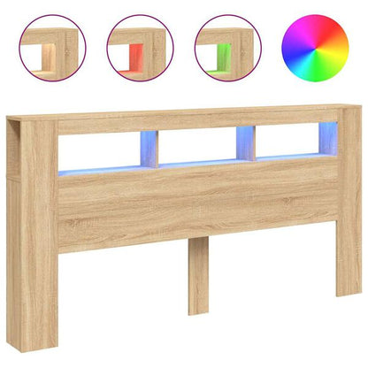 244832 - VIDAXL Koka e shtratit LED Ngjyrë lisi Sonoma 200x18,5x103,5 cm Dru i projektuar
