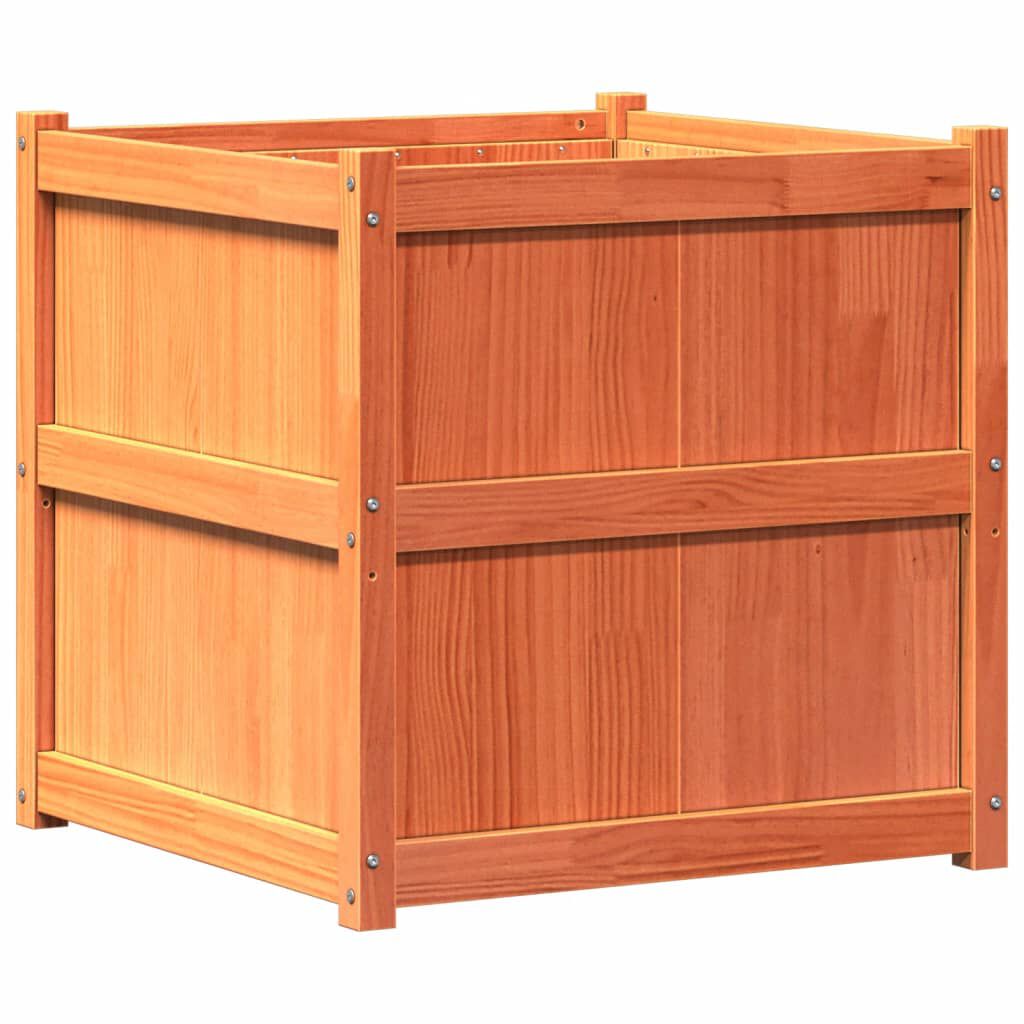 280566 - VIDA XL VAZO KOPSHTI NGJYRË DYLLI KAFE 70x70x70 cm DRU PISHE I FORTË