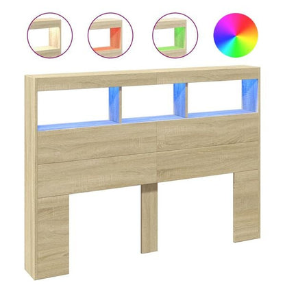 291559 - VIDAXL Dollap me kokë në kokë me dritë LED Sonoma Oak 140x17x102 cm