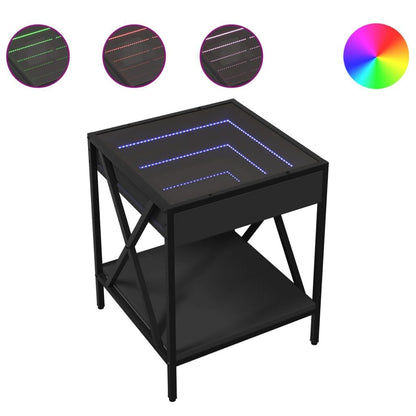 265512 - VIDA XL Tavolinë kafeje me Infinity LED të zezë 40x40x49 cm
