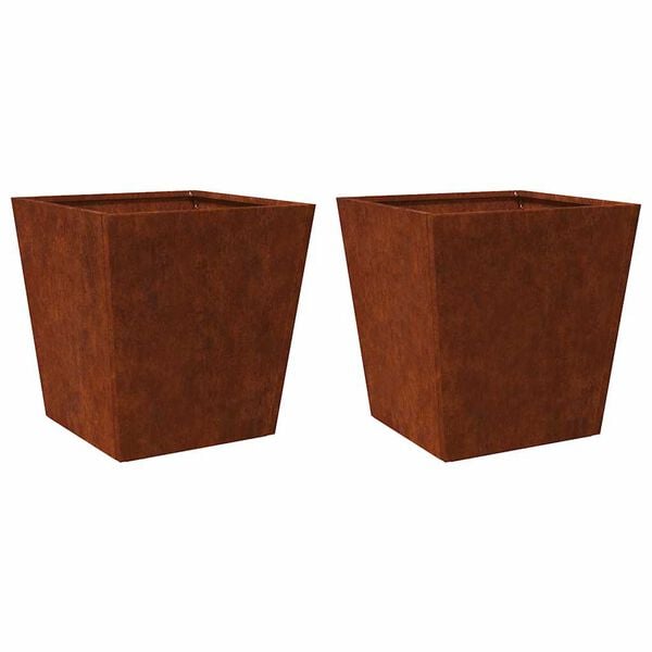 291563 - VIDAXL Vazo Kopshti 2 copë 50x50x50 cm Çelik Rezistent ndaj Motit