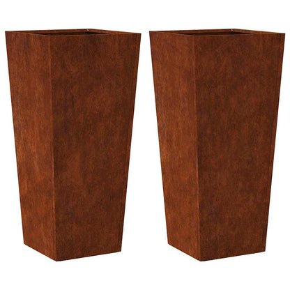 280579 - VIDAXL Vazo Kopshti 2 copë 35x35x75 cm Çelik Rezistent ndaj Motit