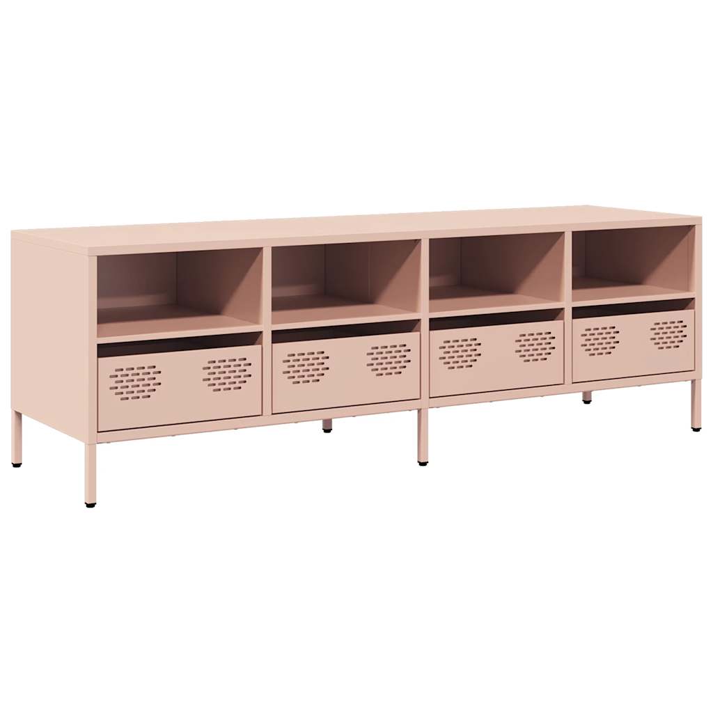265593 - vidaXL Komodë për TV 135×39×43.5 cm – Rozë, Çelik i Laminuar në të Ftohtë