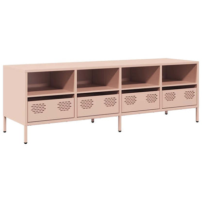 265593 - vidaXL Komodë për TV 135×39×43.5 cm – Rozë, Çelik i Laminuar në të Ftohtë