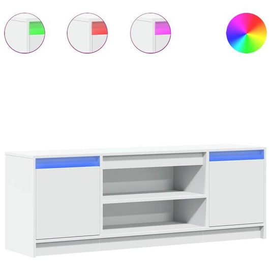 244841 - VIDAXL Kabinet TV me LED të Bardhë 139,5x34x50 cm Dru i Inxhinieruar