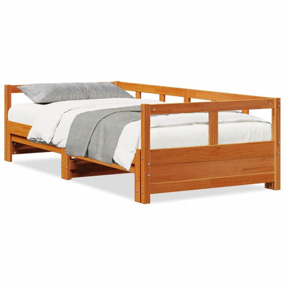 265531 - VIDAXL Divan pa Dyshek Dylli Ngjyrë Kafe 90x200 cm Dru Pishe i Fortë