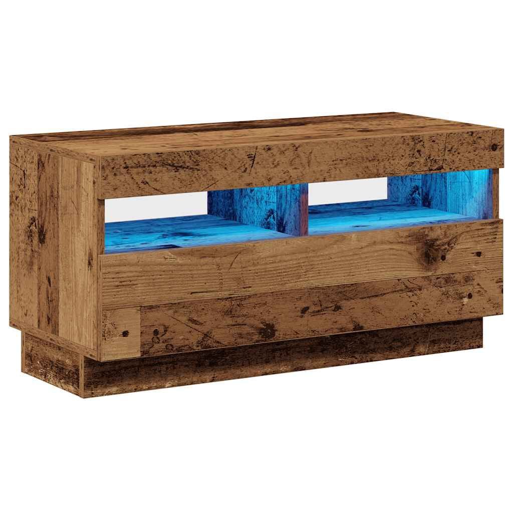 280587 - VIDAXL Kabinet TV me Drita LED Dru i Vjetër 80x35x40 cm Dru i Inxhinieruar