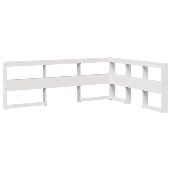 291581 - VIDAXL Raft librash në formë L, e bardhë, 160 cm, prej druri pishe