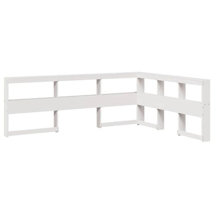 291581 - VIDAXL Raft librash në formë L, e bardhë, 160 cm, prej druri pishe