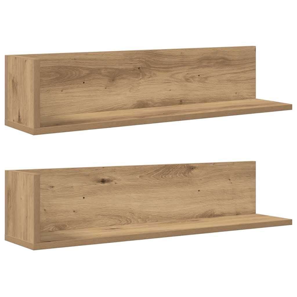 280597 - VIDAXL Rafte muri 2 copë Lisi Artizanal 75x16,5x16,5 cm Dru i Inxhinieruar