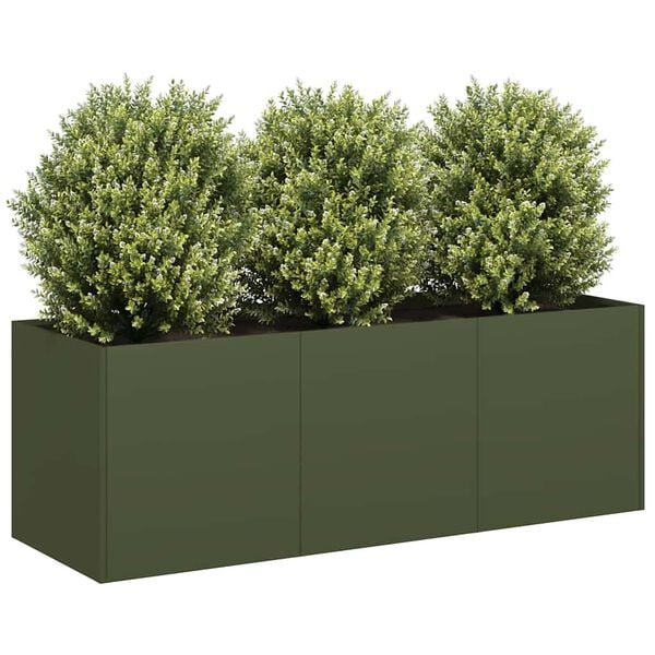 291585 - VIDAXL Vazo me ngjyrë jeshile ulliri 120x40x40 cm Çelik i petëzuar në të ftohtë