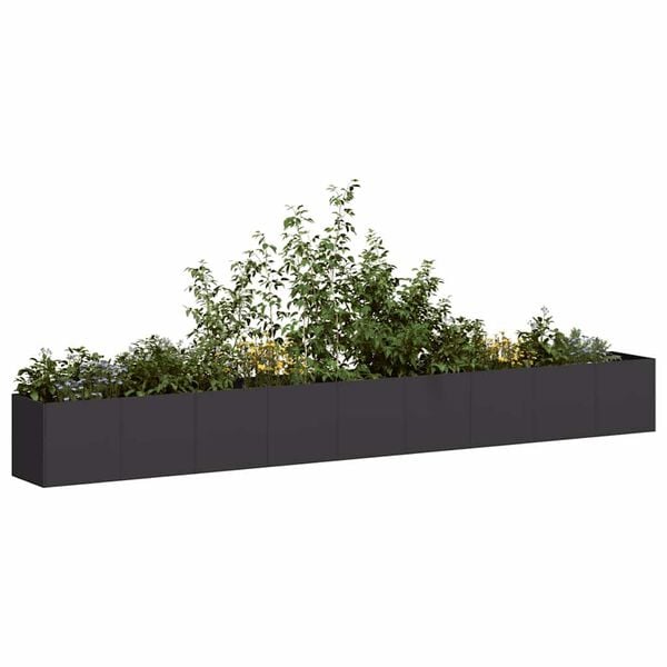 333557 - VIDA XL Vazo e Zezë 360x40x40 cm Çelik i Petëzuar në të Ftohtë