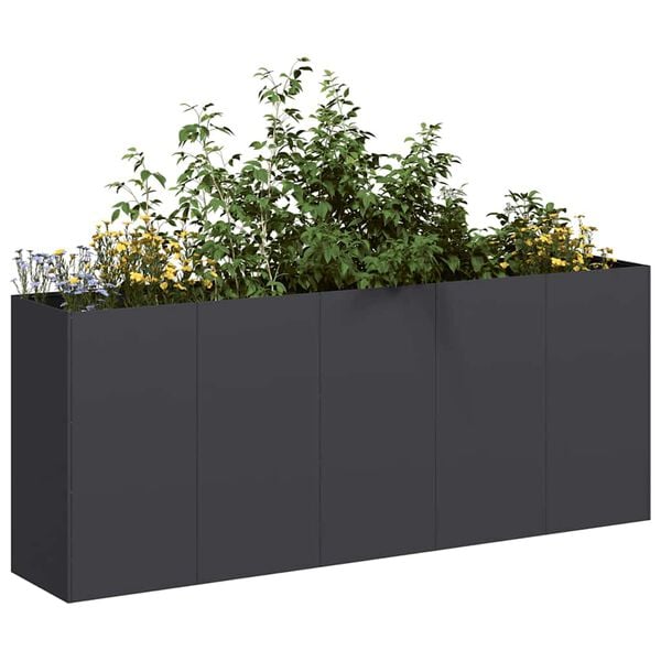 291588 - VIDAXL Vazo e Zezë 200x40x80 cm Çelik i Petëzuar në të Ftohtë
