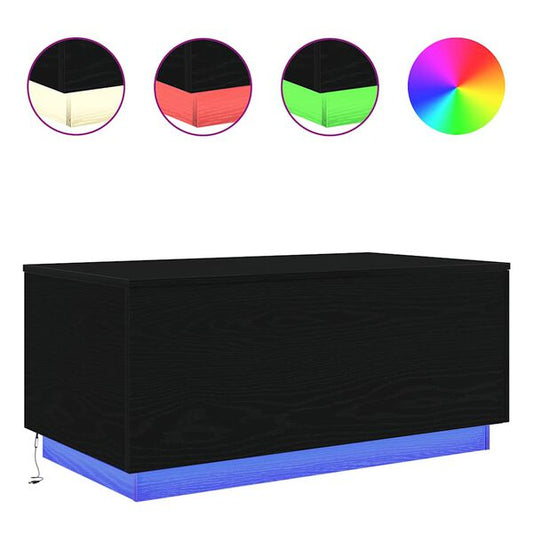 181793 - VIDAXL Tavolinë Kafeje me Drita LED, Material Lisi i Zi, Dimensionet 90x50x40 cm