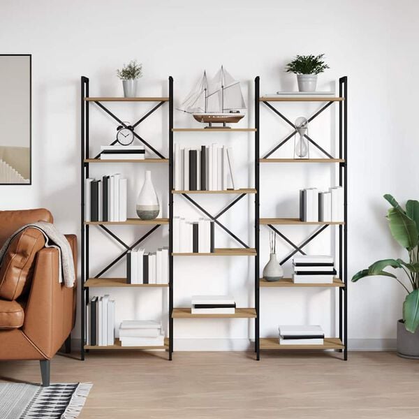 334521 - VIDAXL Raft librash 156 x 25 x 167 cm Dru i projektuar, lisi artizanal