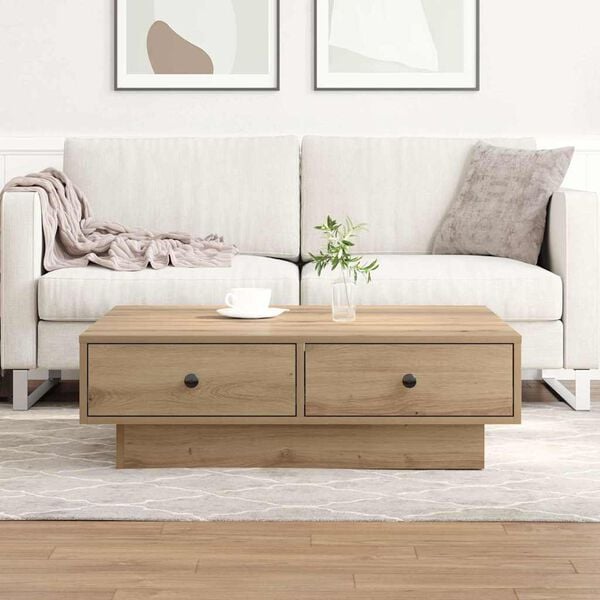 333566 - VIDAXL Tavolinë kafeje Artizanale Lisi 90 x 90 x 28 cm Dru i Inxhinieruar