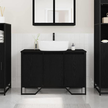 265566 - vidaXL Dollap Lavamani për Banjo, Lisi i Zi 91 x 35 x 60 cm, Dru i Përpunuar