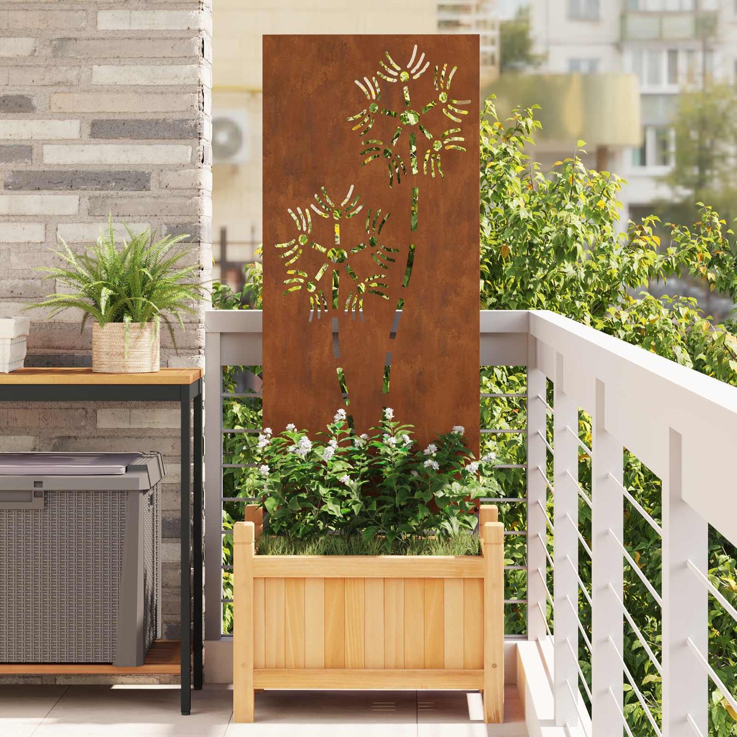 265283 - vidaXL Panel Privatësie për Kopsht 50×140 cm – Çelik Corten me Efekt Ndryshku