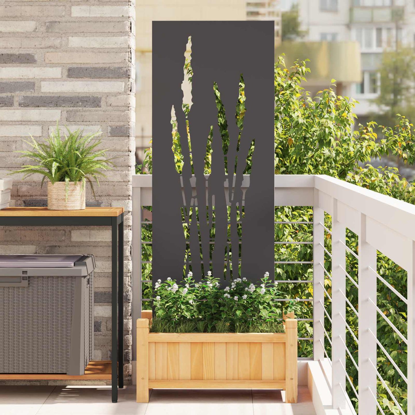 265595 - vidaXL Mbrojtëse Privatësie për Kopsht, e Zezë 50 x 140 cm, Çelik i petëzuar në të ftohtë