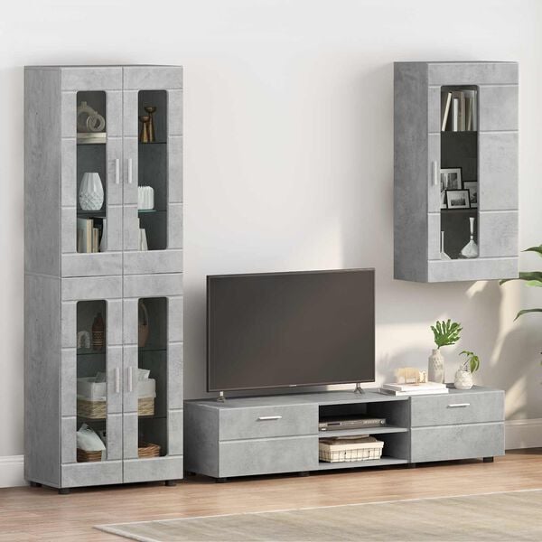 291632 - VIDAXL Dollap druri, beton gri, dru i projektuar