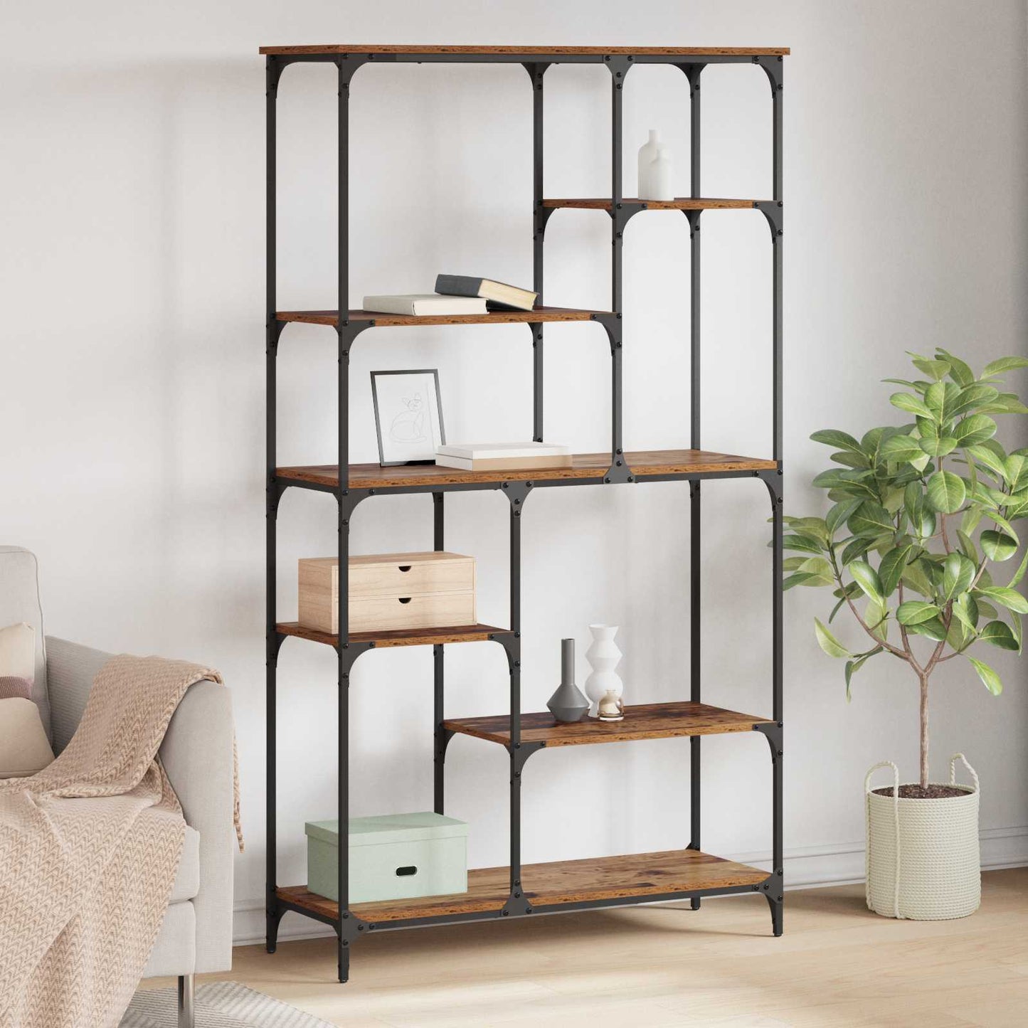 280673 - vidaXL Raft Librash prej Druri të Ricikluar 99 x 35.5 x 176 cm Dru i Inxhinierizuar