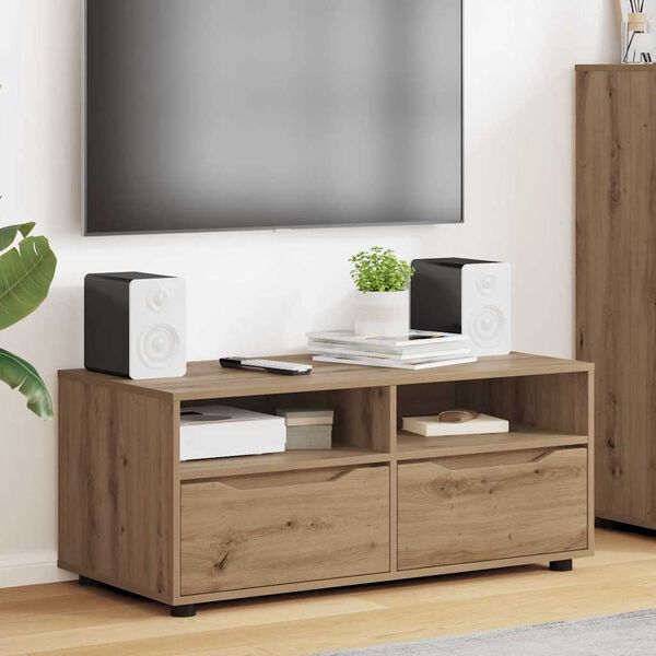334568 - VIDA XL Kabinet TV 100 x 48 x 43 cm Dru i Inxhinierizuar Lisi Artizanal