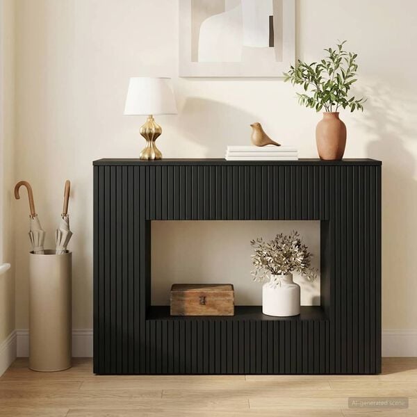 291640 - vidaXL Tavolinë Konsole e Zezë 101 x 29 x 74 cm Dru i Përpunuar