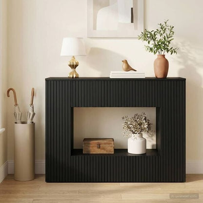 291640 - vidaXL Tavolinë Konsole e Zezë 101 x 29 x 74 cm Dru i Përpunuar