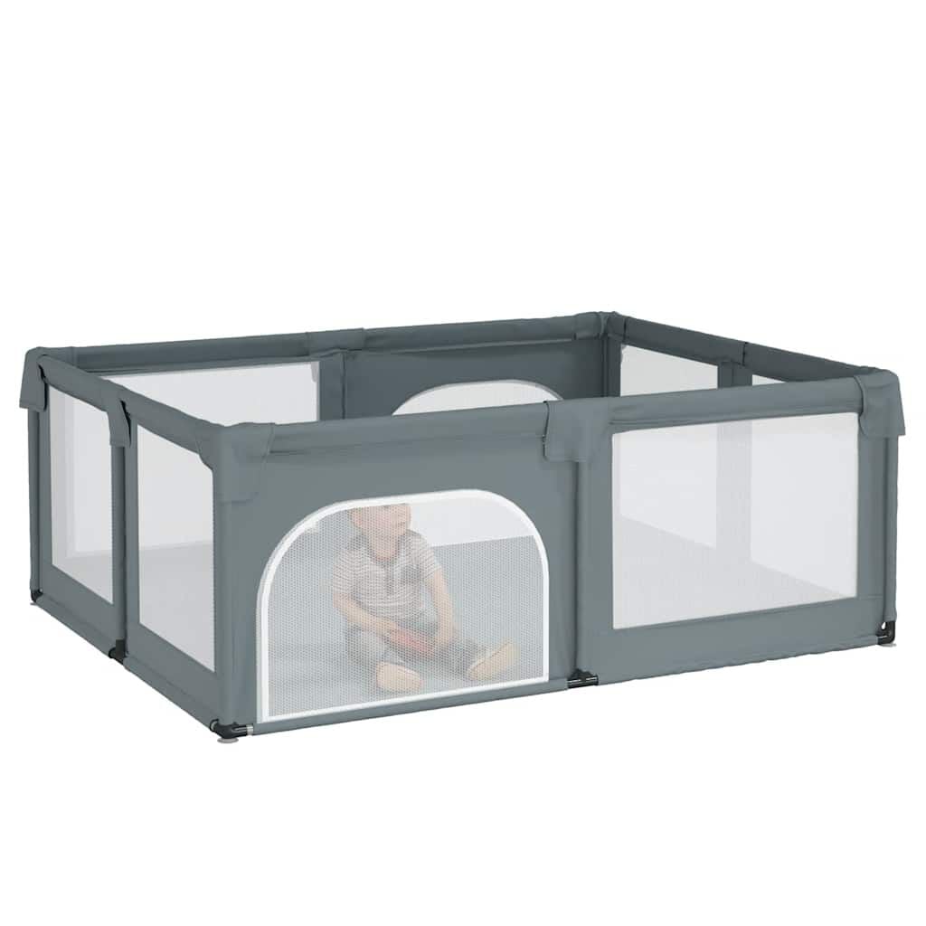 265001 - VIDAXL Karrige për Bebe me 2 Dyer, Pëlhurë Oxford Gri e Çelët