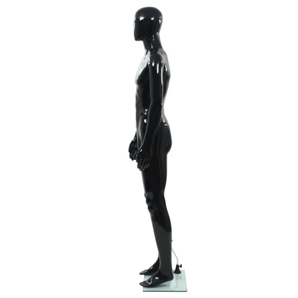 291017 - VIDA XL Manekin Mashkullor me Trup të Plotë me Bazë Qelqi, E Zezë me Shkëlqim 185 cm